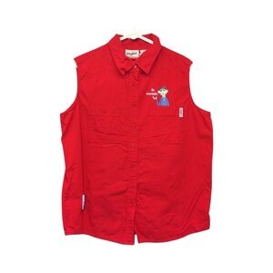 Maxine Hallmark Womens Red Sleeveless Button Front Shirt Size 14W/16W